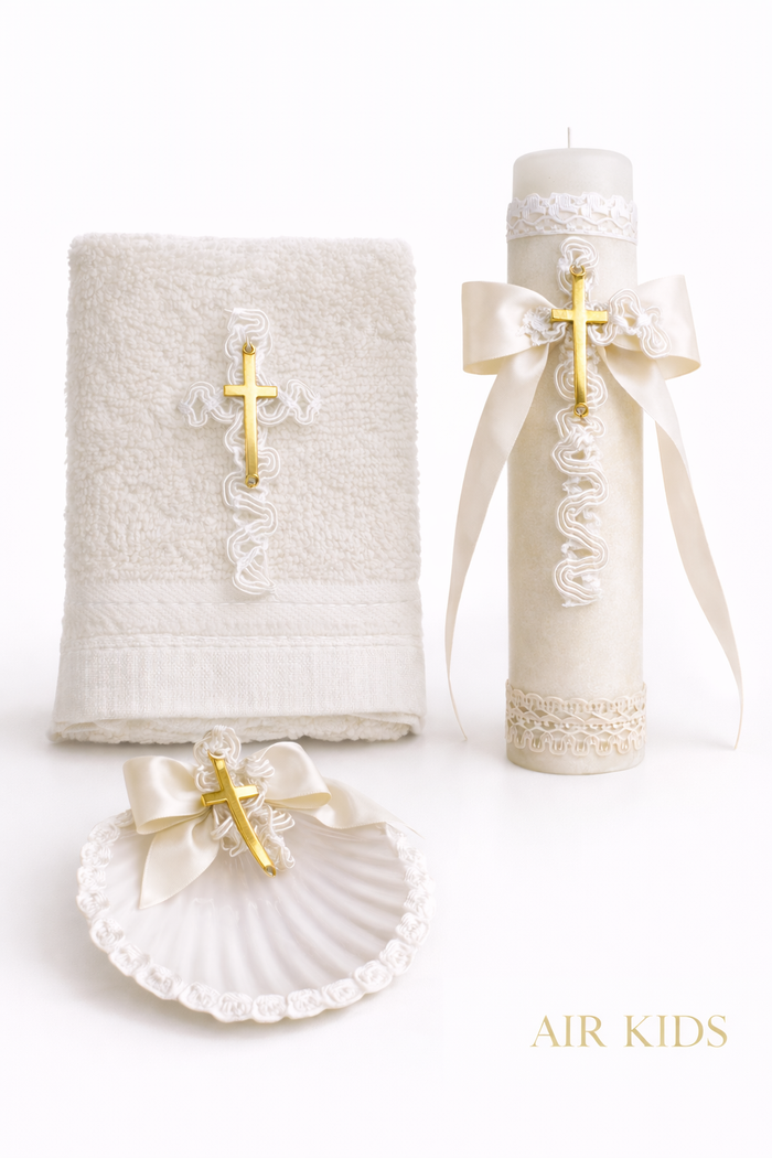 Kit bautizo para Niño beige modelo 011