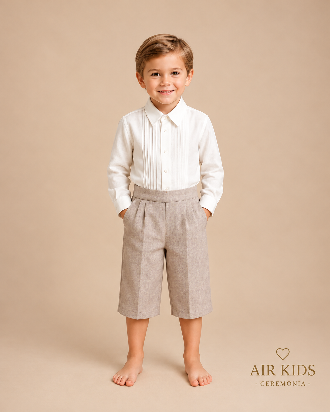 Traje de niño de lino dos piezas 26-208