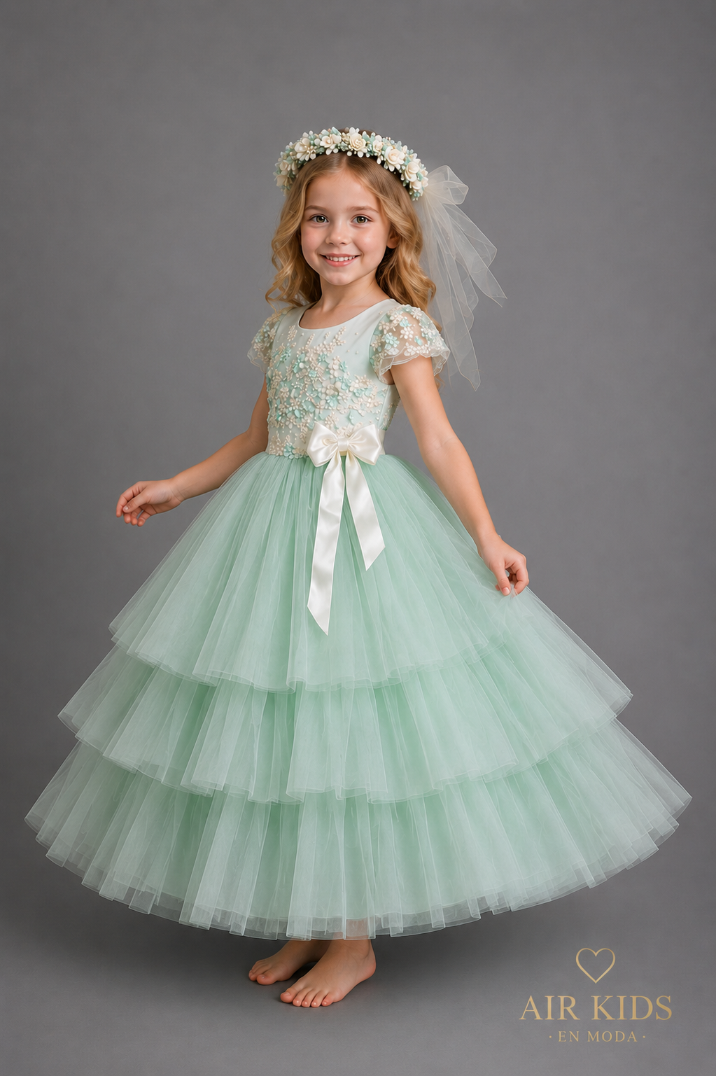Vestido con Corona de Fiesta para Niña 22-503 Talla 6 Años