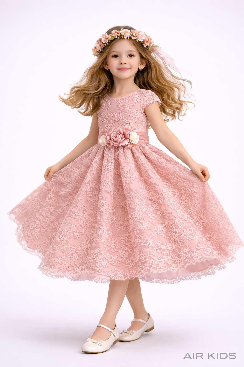 Vestido con Corona de Fiesta para Niña 23-507 Talla 6 Años