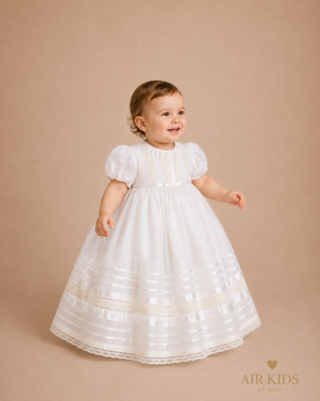 Bata de Bautizo para Niña Montfariri 0141 Talla 18 Meses