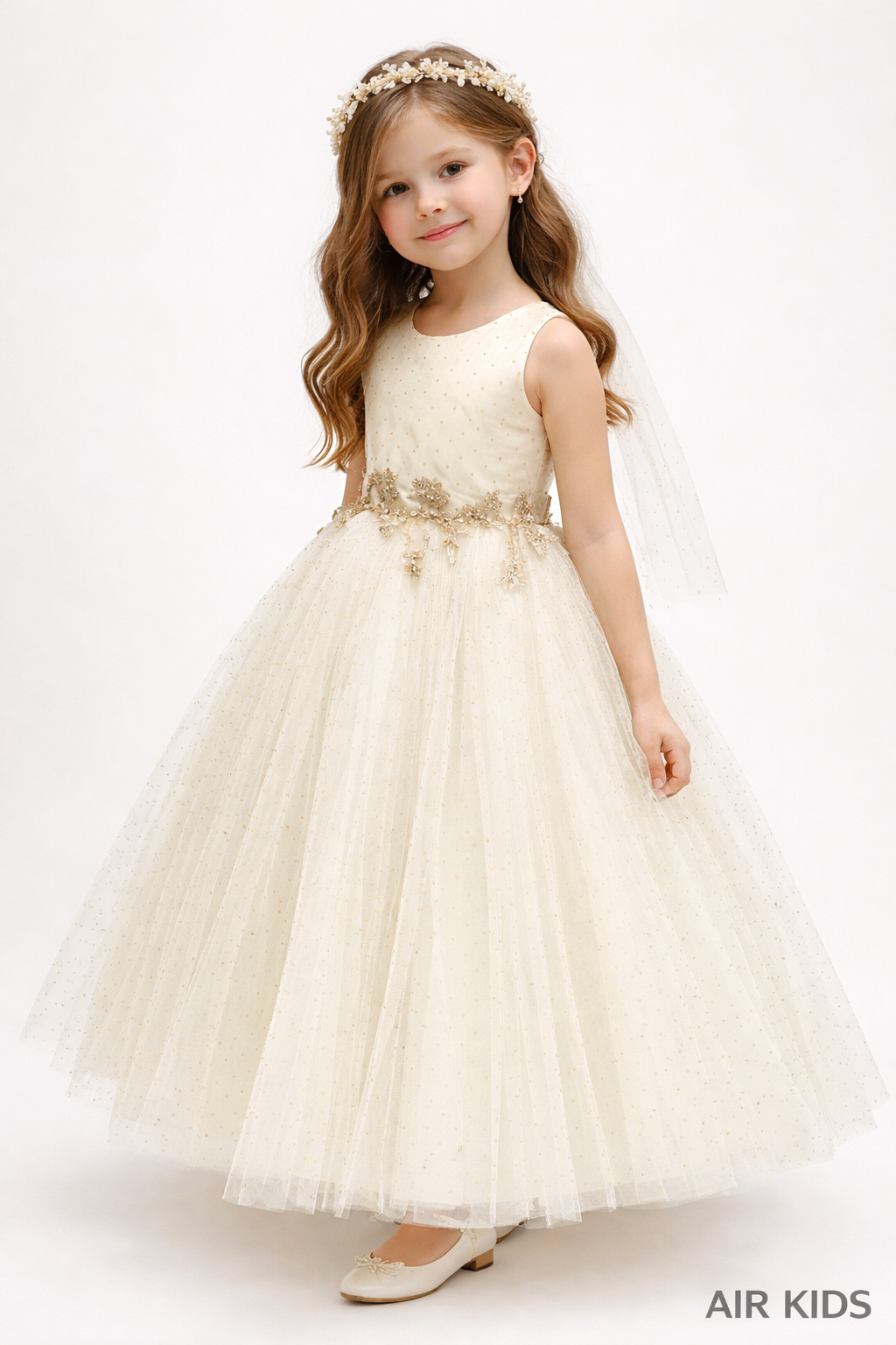 Vestido con Corona de Fiesta para Niña