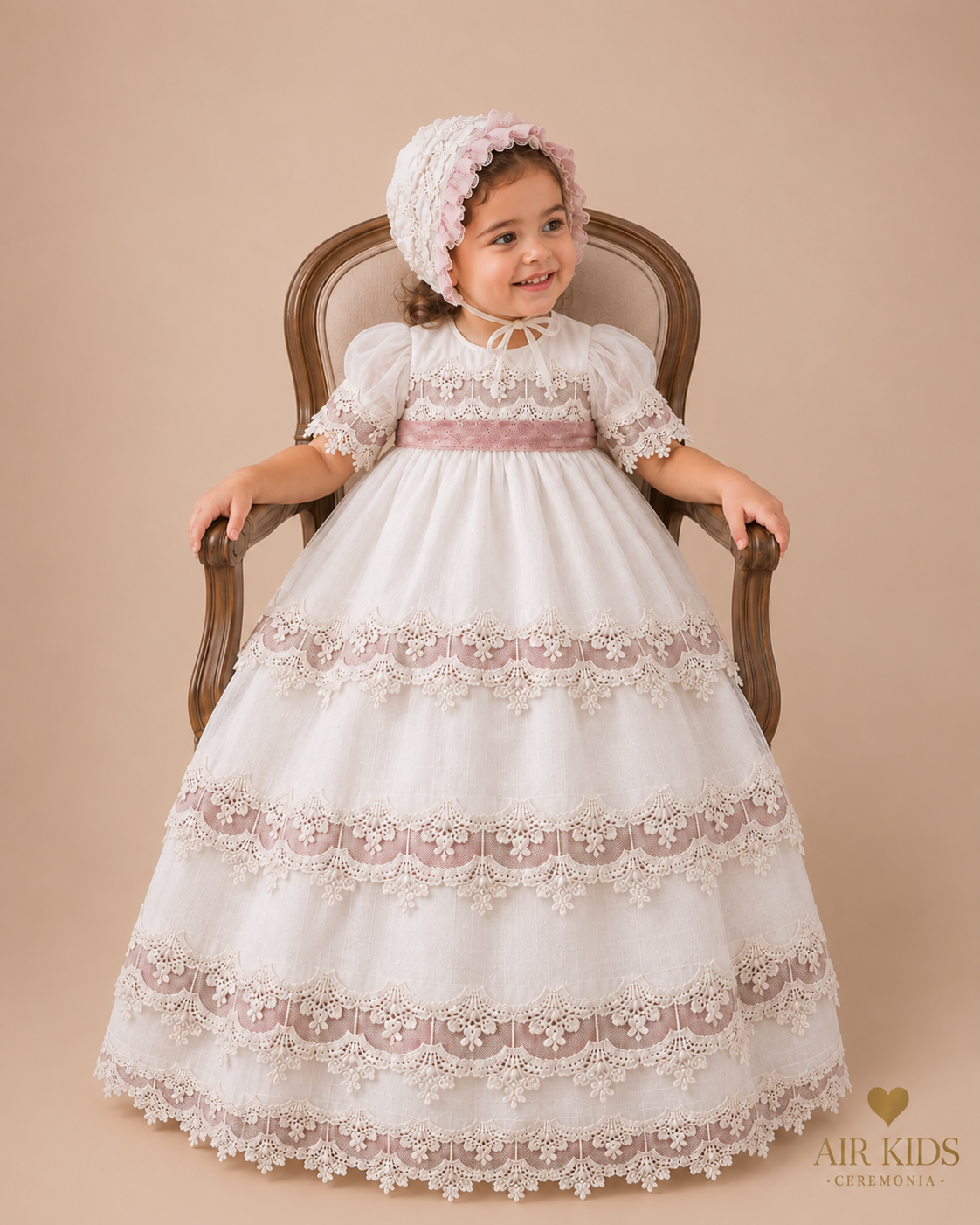 Ropon desmontable de Bautizo para Niña 24-951