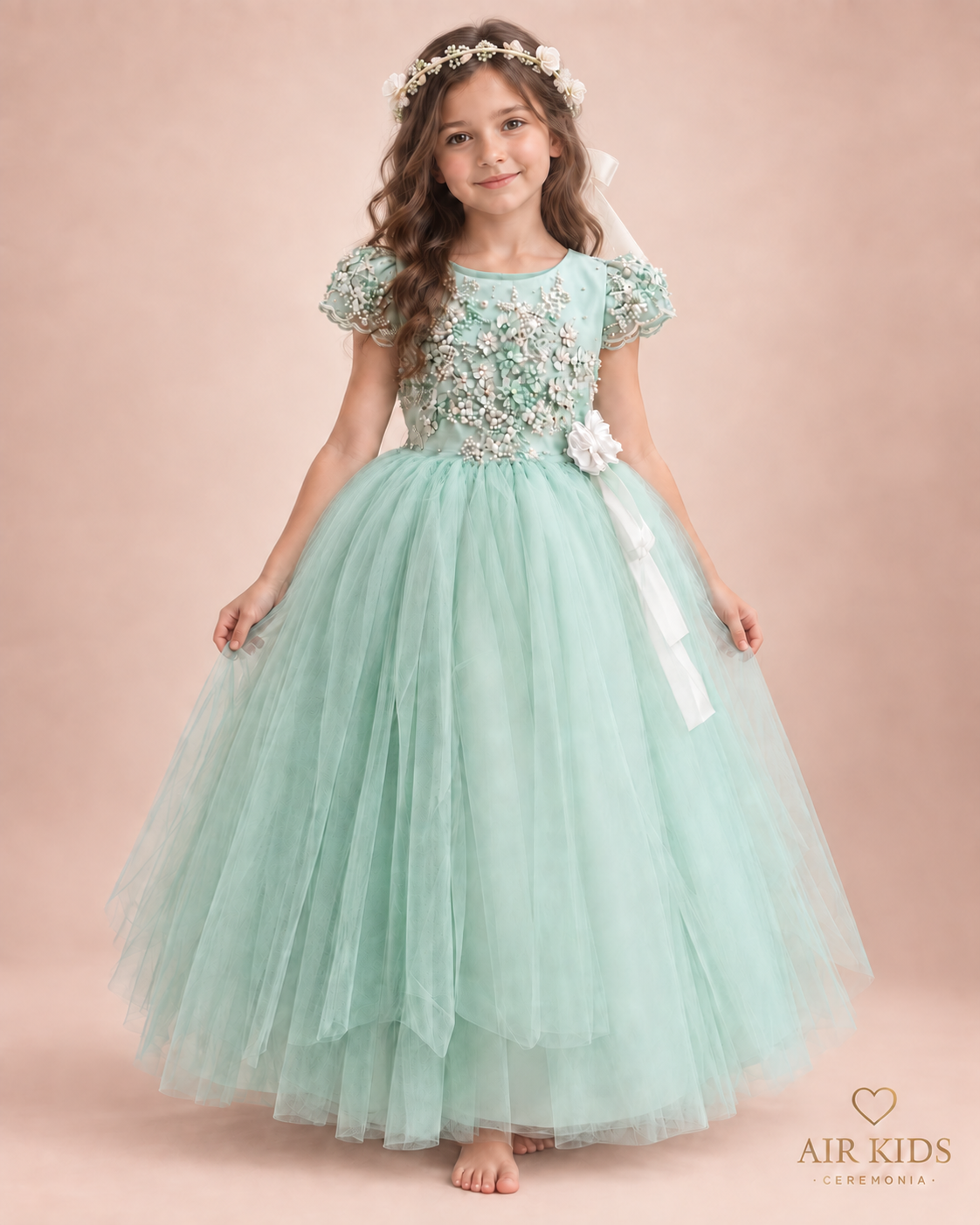 Vestido con Corona de Fiesta para Niña 22-503 Talla 6 Años