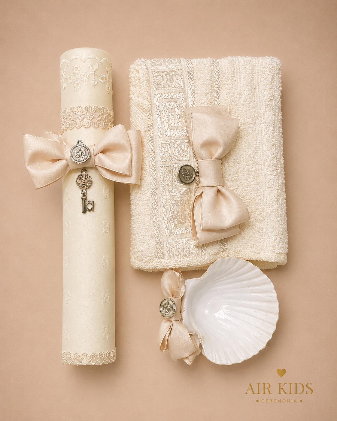 Kit de Bautizo Vela y Toalla San Benito