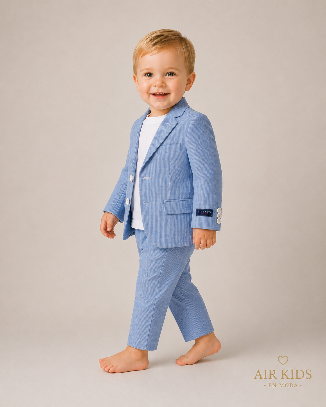 Traje para niño 2 pza Zilerys Azul rallas 621701 Talla 2 Años