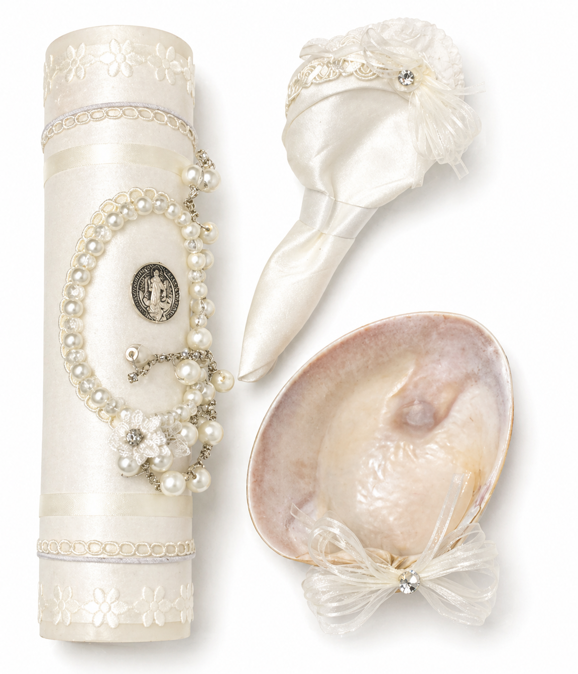 Kit de Bautizo Vela y Pañuelo San Benito para Niño