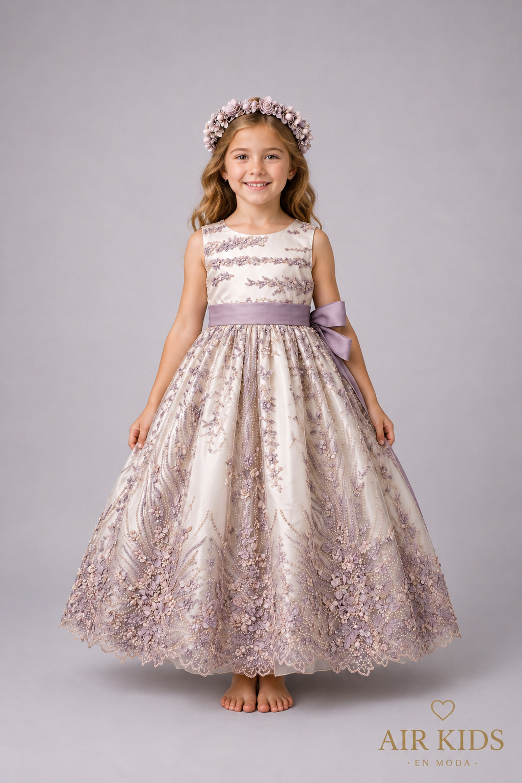Vestido con Corona de Fiesta para Niña 23-523 Talla 6 Años
