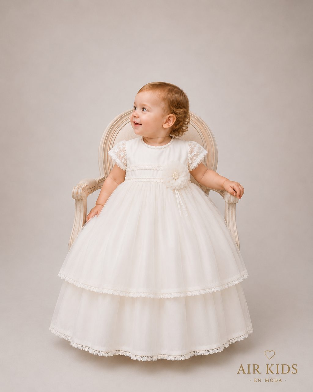 Ropón desmontable de Bautizo para Niña 17-469 Talla 18