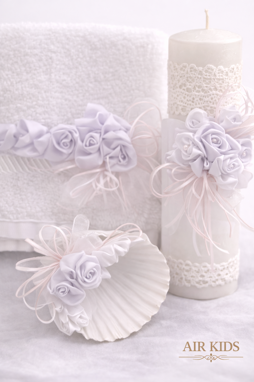 Kit de Bautizo para Niña 17-148 Toalla y Vela