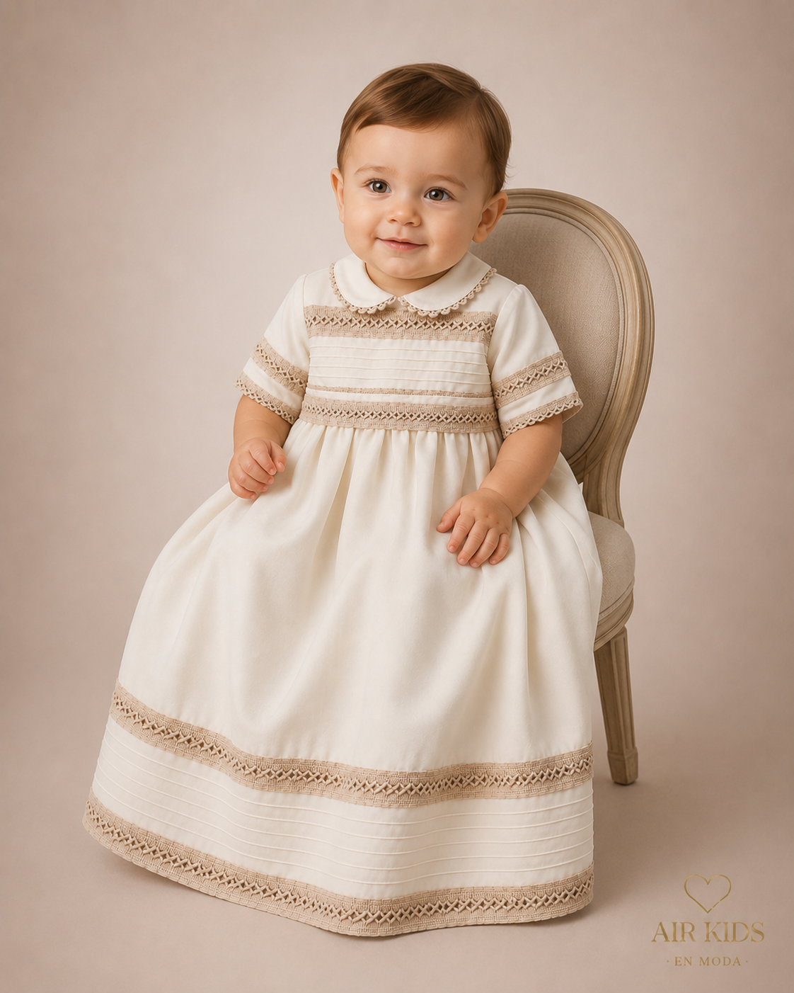 Ropon desmontable para Bautizo de Niño 23-852 Talla 18 Meses