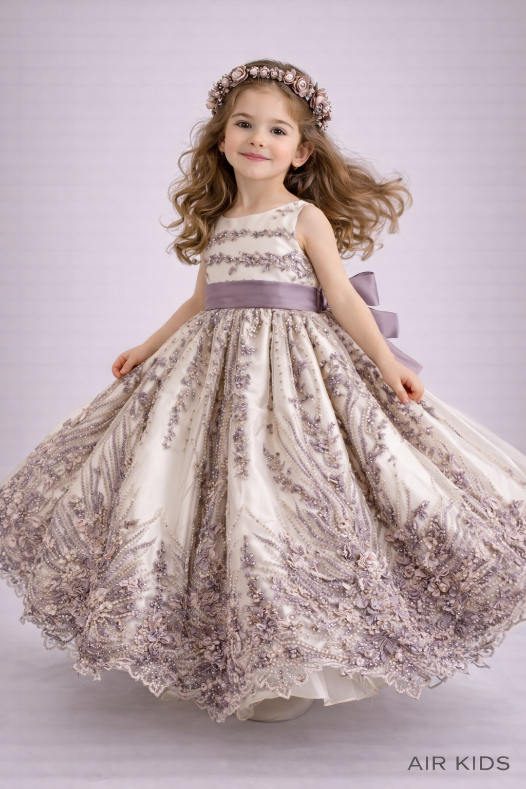 Vestido con Corona de Fiesta para Niña 23-523 Talla 6 Años