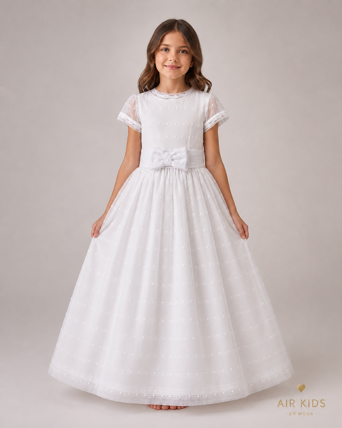 Vestido con Corona de Primera Comunión 11-469 Talla 8 Años