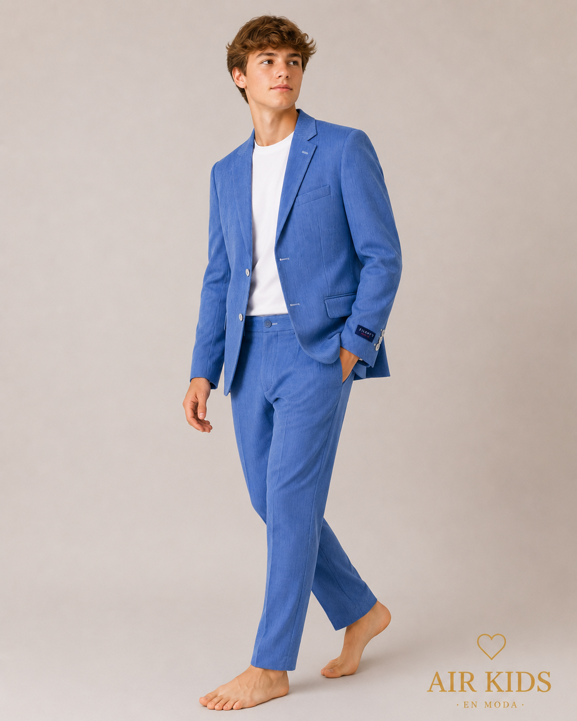Traje para niño 4 pza Zilerys Azul rallado 621750 Talla 16 Años